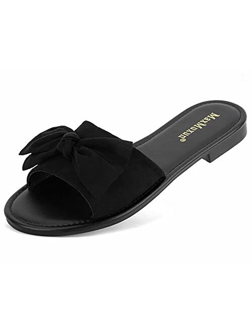 MaxMuxun Women's Bow Tie Slip On Flat Slide Sandals