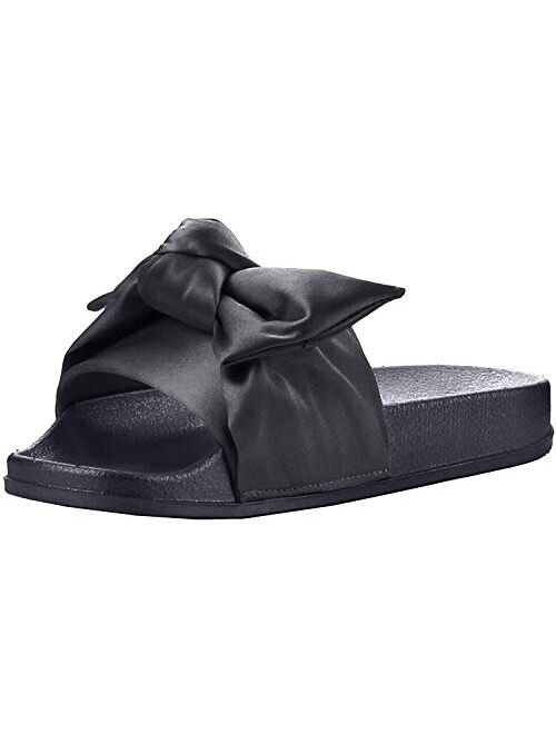 Cape Robbin Moira-19 Women's Fashion Bow Decor Slip On Slide Sandal