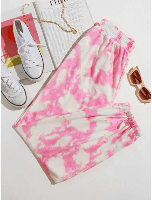 Shein Tie Dye Elastic Waist Sweatpants