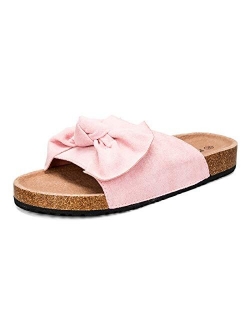 COASIS Women's Slides Sandals with Bow Cork Footbed Slip On Casual Sandals