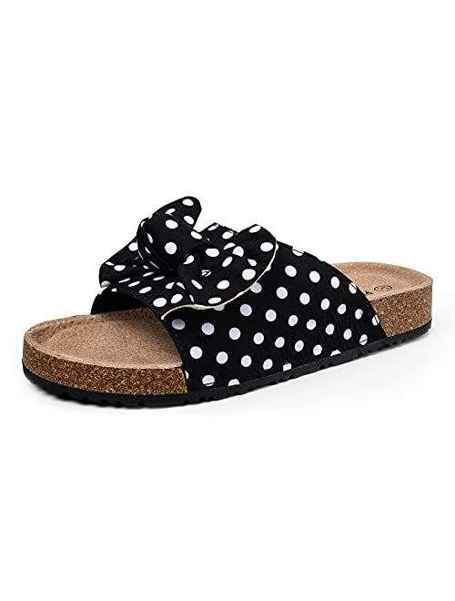 COASIS Women's Slides Sandals with Bow Cork Footbed Slip On Casual Sandals