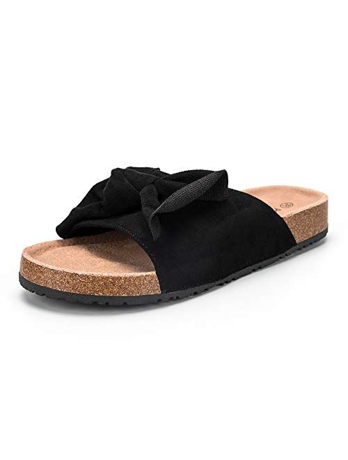 COASIS Women's Slides Sandals with Bow Cork Footbed Slip On Casual Sandals