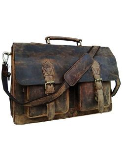 cuero Retro Buffalo Hunter Leather Laptop Messenger Bag Office Briefcase College Bag (15 inch)