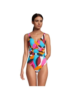 SlenderSuit Tummy Control Surplice One-Piece Swimsuit