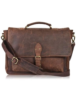 Leather Messenger Bag Locking Laptop Briefcase For Men Adjustable Satchel Handle