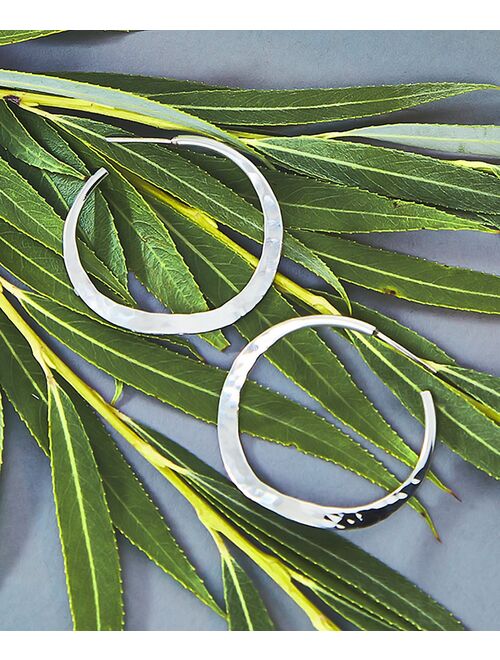 Urban Silver Sterling Silver Hammered Hoop Earrings