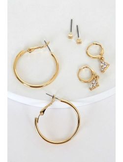 Array of Beauty Gold Rhinestone Earring Set
