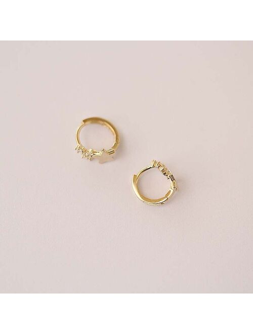 CMajor 9K Solid Gold Earring Fashion Lovely Sweet Temperament Delicate Star Shape Minimal Simple Hoop Earrings Gift for Women