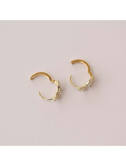 CMajor 9K Solid Gold Earring Fashion Lovely Sweet Temperament Delicate Star Shape Minimal Simple Hoop Earrings Gift for Women