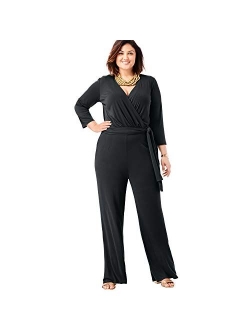 Jessica London Women's Plus Size Wide Leg Jumpsuit