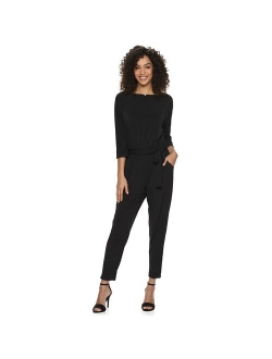 Women's Nina Leonard Solid Ankle Jumpsuit