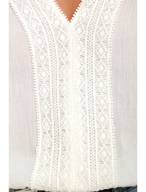 Bali Daydream White Lace Long Sleeve Top