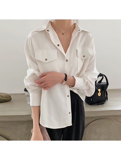 Spring Plus Size Women White Shirts Single-Breasted Lapel Female Blouses Tops New Cotton Solid Office Ladies Shirt Femme Blusas