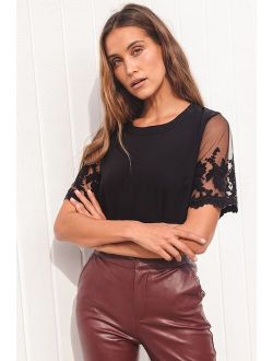 Lisa Marie Black Embroidered Top