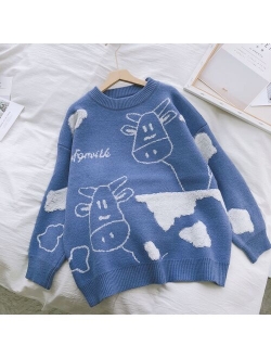 Harajuku Animal Women Sweaters Vintage O Neck Long Sleeve Female Pullovers 2020 Autumn New Chic Streetwear Sueter Mujer