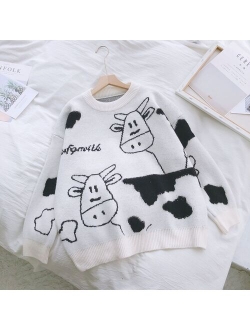 Harajuku Animal Women Sweaters Vintage O Neck Long Sleeve Female Pullovers 2020 Autumn New Chic Streetwear Sueter Mujer