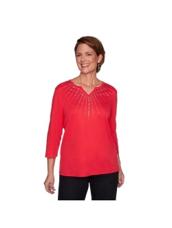 Petite Alfred Dunner Sunburst Embellished Top