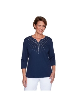 Petite Alfred Dunner Sunburst Embellished Top