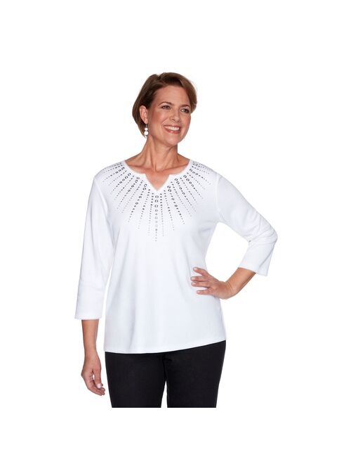 Petite Alfred Dunner Sunburst Embellished Top