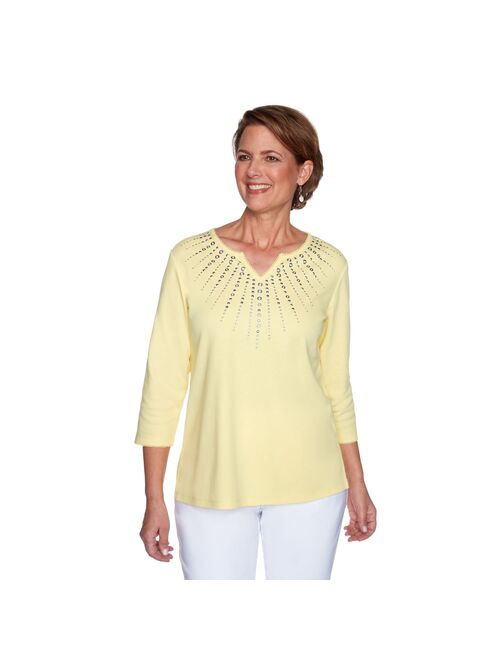 Petite Alfred Dunner Sunburst Embellished Top