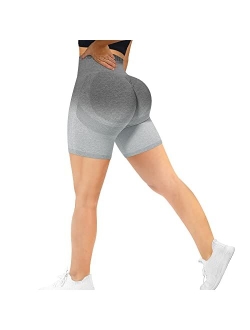 MOHUACHI High Waisted Workout Shorts for Women Ruched Butt Lifting Yoga Shorts Tummy Control Leggings