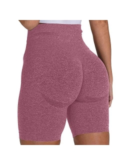 MOHUACHI High Waisted Workout Shorts for Women Ruched Butt Lifting Yoga Shorts Tummy Control Leggings