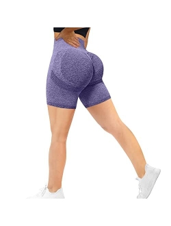 MOHUACHI High Waisted Workout Shorts for Women Ruched Butt Lifting Yoga Shorts Tummy Control Leggings