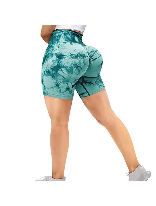 MOHUACHI High Waisted Workout Shorts for Women Ruched Butt Lifting Yoga Shorts Tummy Control Leggings