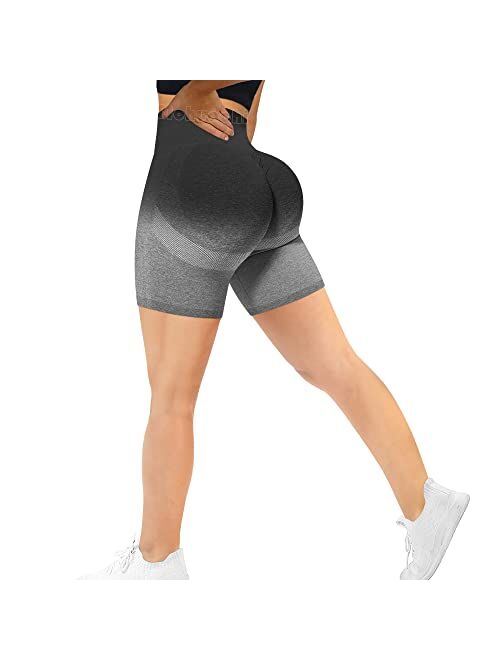 MOHUACHI High Waisted Workout Shorts for Women Ruched Butt Lifting Yoga Shorts Tummy Control Leggings