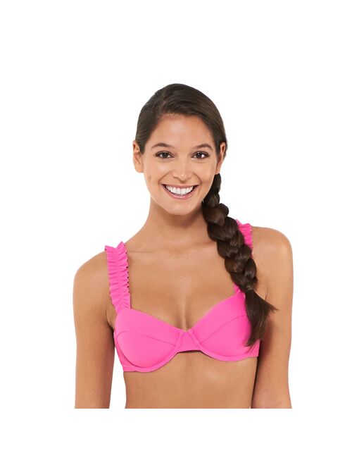 Juniors' SO® Ruffle-Strap D-Cup Underwire Bikini Top