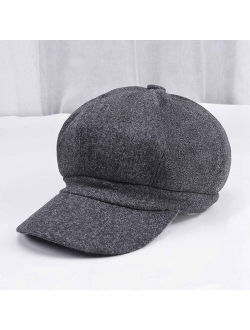 Adjustable Winter Beret For Women Solid Plain Octagonal Newsboy Cap Ladies Casual Wool Hat Girls Painter Cap