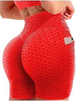 Women TIK TOK Leggings Shorts Butt Lift Scrunch Textured Leggings Workout Shorts