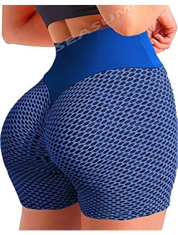 Women TIK TOK Leggings Shorts Butt Lift Scrunch Textured Leggings Workout Shorts