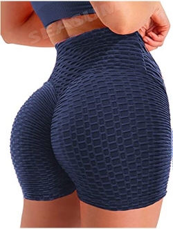 Women TIK TOK Leggings Shorts Butt Lift Scrunch Textured Leggings Workout Shorts