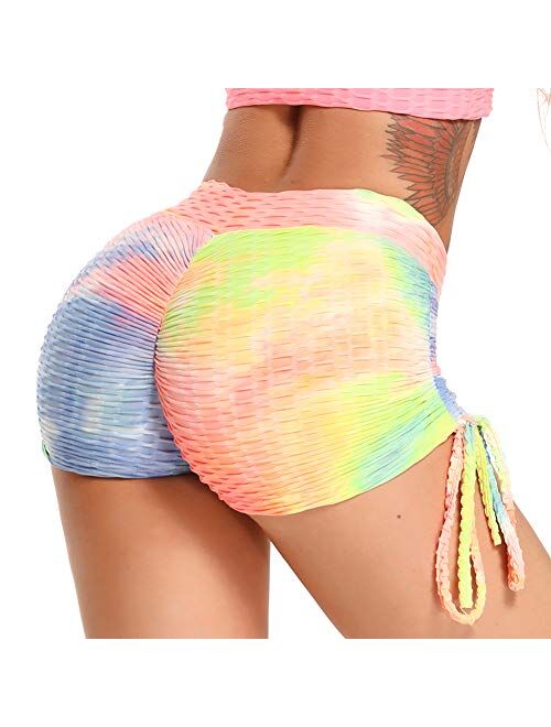 SEASUM Women TIK TOK Leggings Shorts Butt Lift Scrunch Textured Leggings Workout Shorts