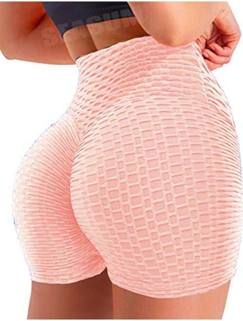 SEASUM Women TIK TOK Leggings Shorts Butt Lift Scrunch Textured Leggings Workout Shorts