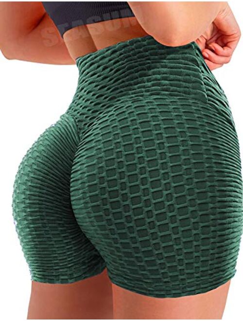 SEASUM Women TIK TOK Leggings Shorts Butt Lift Scrunch Textured Leggings Workout Shorts