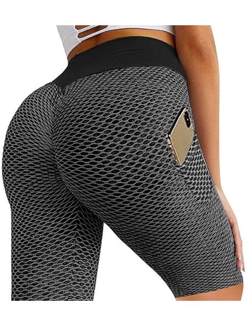 SEASUM Women TIK TOK Leggings Shorts Butt Lift Scrunch Textured Leggings Workout Shorts