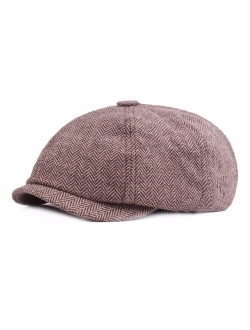 Winter Warm Felt Peaked Cap Male Casual Octagonal Hat Women Wool Beret Hat Man Newsboy Cap