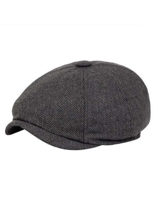 Men beret vintage Herringbone Gatsby Tweed peaky blinders hat Newsboy Beret Hat spring Flat Peaked Beret Hats