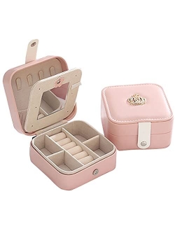 Jewelry Box Travel Jewelry Box Multifunctional jewelry box, Portable Jewelry Case with Mirror Double layer and Removable Dividers. Ideal Travel case for Necklace Earring 