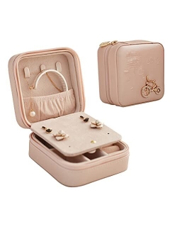 Jewelry Box Travel Jewelry Box Multifunctional jewelry box, Portable Jewelry Case with Mirror Double layer and Removable Dividers. Ideal Travel case for Necklace Earring 