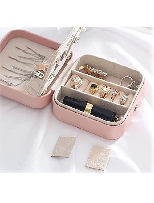 Jewelry Box Travel Jewelry Box Multifunctional jewelry box, Portable Jewelry Case with Mirror Double layer and Removable Dividers. Ideal Travel case for Necklace Earring 