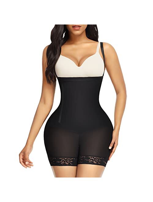 FeelinGirl Body Shaper for Women Tummy Control Shapewear Side Zipper Open Bust Shapewear for Ladies Daily Life