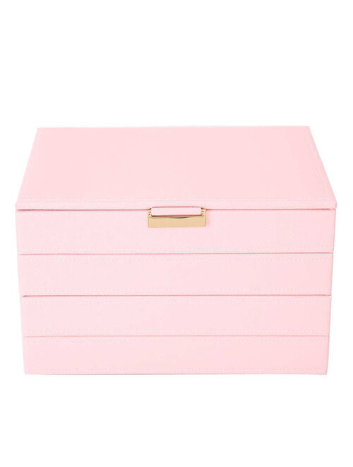 Jewellery Organizer Packaging 4 Layers PU Leather Ear Stud Storage Box Detachable Jewelry Organizer Case Jewelry Case Gift