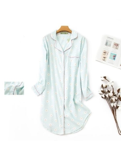 Plus size 100% Cotton Women's Flannel Boyfriend Nightshirt Nightgown Nightdress Pink Plaid Cat Sleepwear Sleepshirt Nightgowns