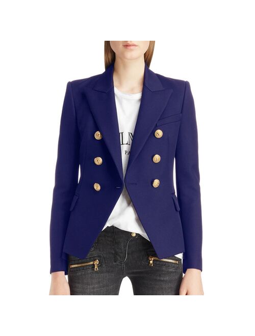 Fashion Women Autumn Winter Solid Color Button Tops Blazer Feminino Ladies Slim Suit Jackets Casual Blazer Outwear