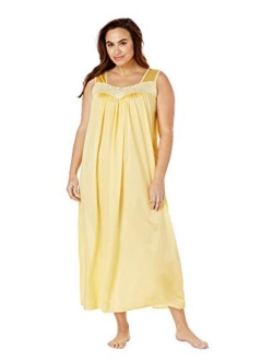 Only Necessities Women's Plus Size Long Tricot Knit Nightgown