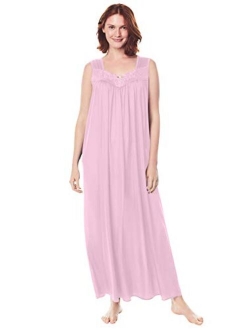 Only Necessities Women's Plus Size Long Tricot Knit Nightgown