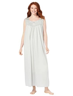 Only Necessities Women's Plus Size Long Tricot Knit Nightgown